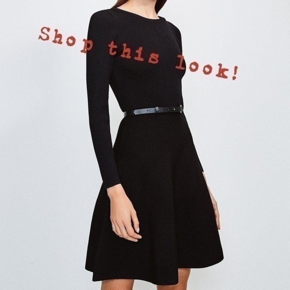 𝅺Danier Leather Knit Skirt with leather wai…